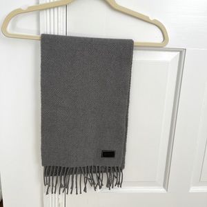 Coach Wool/Nylon/Cashmere Scarf with Fringe in Gray